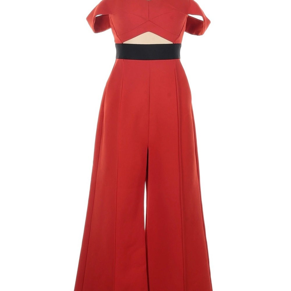 Self-Portrait Off-the-shoulder Cutout Ponte Jumpsuit